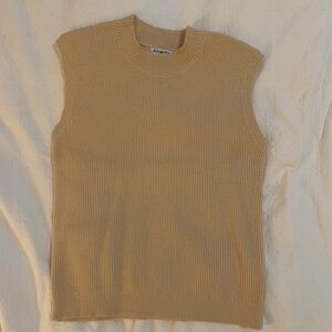 Tan Sleeveless Women's Turtleneck Sweater